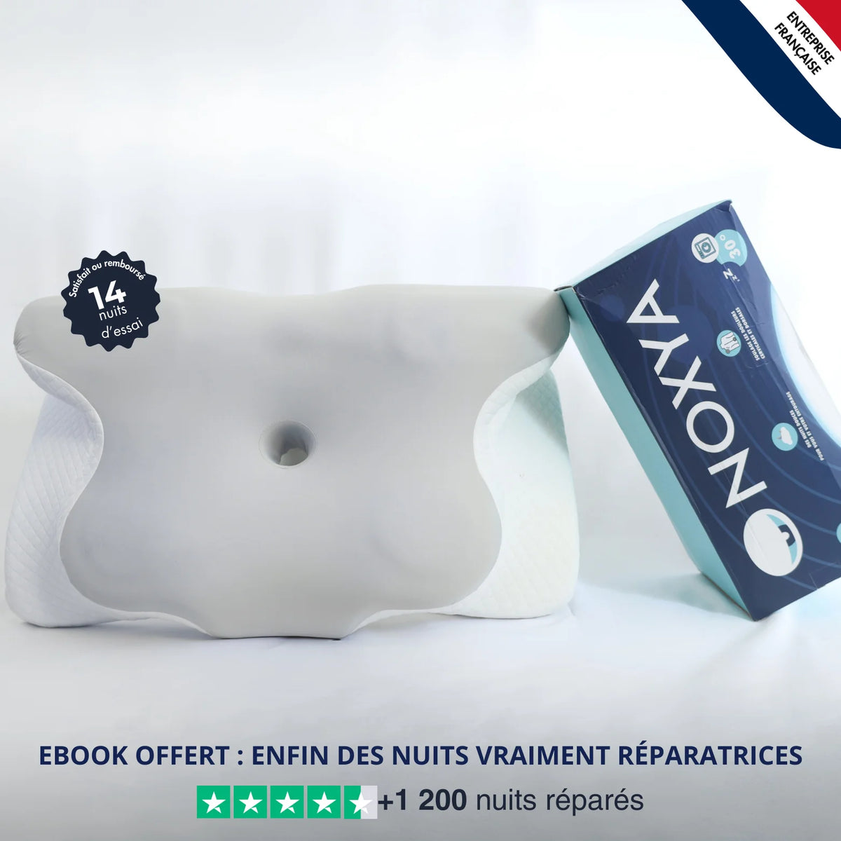 Oreiller premium nuits réparatrices, anti-ronflements et anti-douleurs